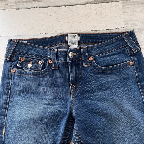 True Religion Women’s Joey Flare Leg Blue Denim Jeans Size 31X29 Petite - Picture 4 of 11